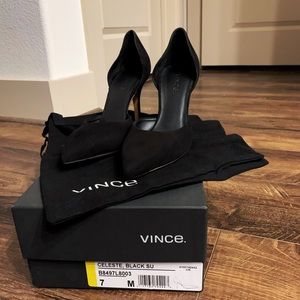 Vince Celeste Black Suede Heels